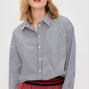 Clare V Emiliette Oversized Black Stripe Button Front Shirt XXL/16 NWT